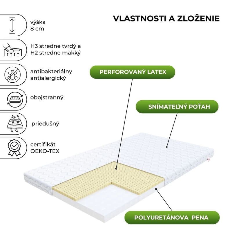 FDM Penový matrac BABY CLASSIC Microfibra | 80 x 160 cm 3