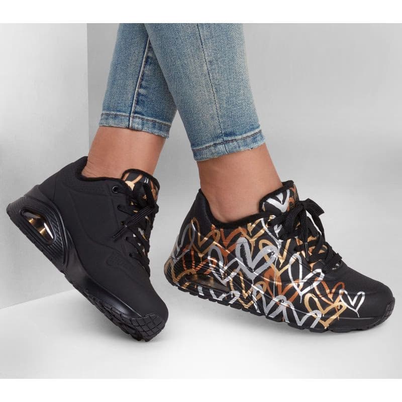 Dámska rekreačná obuv SKECHERS Uno Metallic Love black gold 5