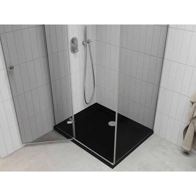 MEXEN/S - Roma sprchovací kút 80x100, transparent, chróm + čierna vanička so sifónom 854-080-100-01-00-4070 5