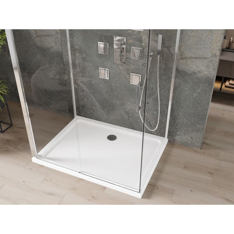 MEXEN/S - OMEGA sprchovací kút 3-stenný 100x80, transparent, chróm + vanička vrátane sifónu 825-100-080-01-00-3s-4010 3