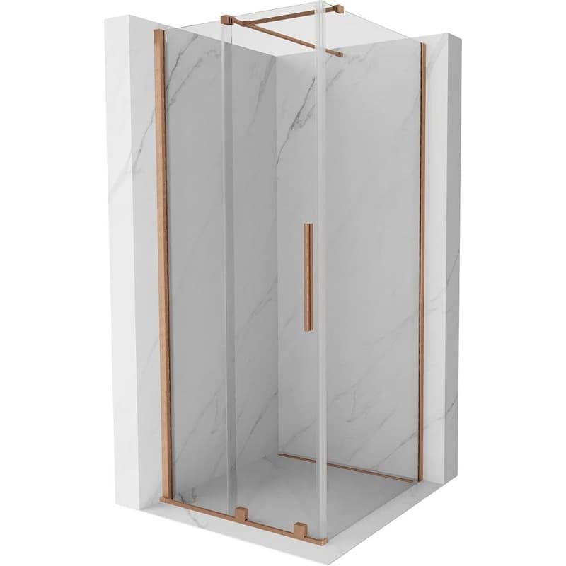 MEXEN/S - Velár sprchovací kút 110 x 110, transparent, kartáčovaná meď 871-110-110-01-65