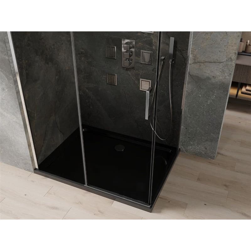 MEXEN/S - Omega sprchovací kút 100x90, grafit, chróm + čierna vanička so sifónom 825-100-090-01-40-4070 4