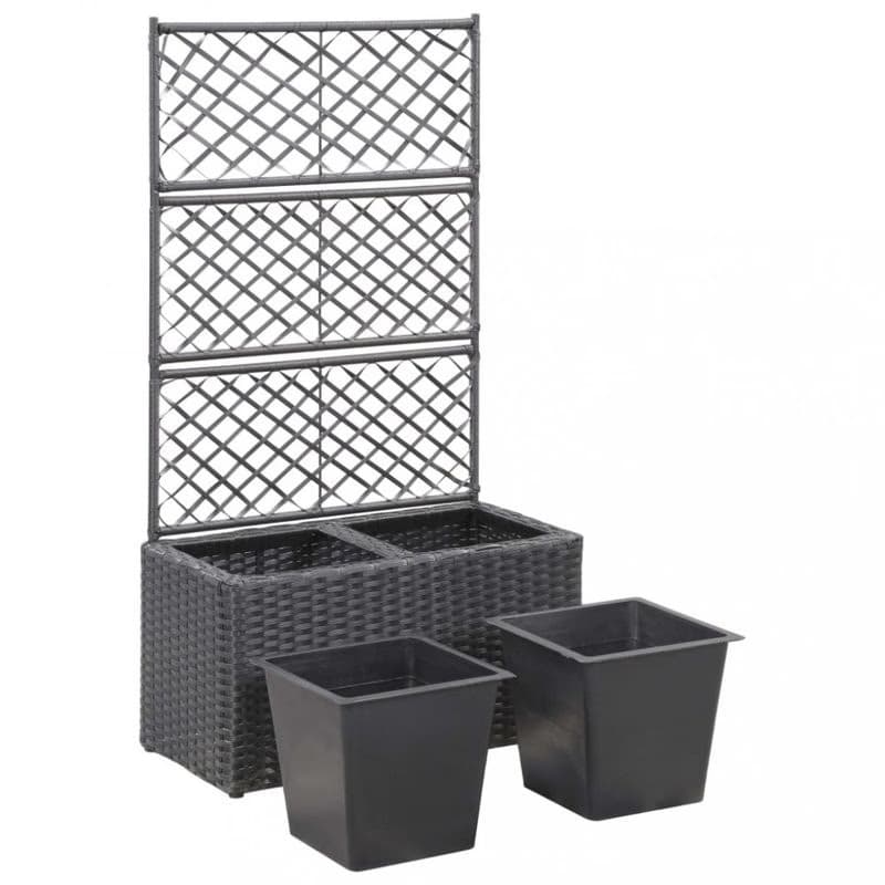 Truhlík trelážou a 2 kvetináči 58x30x107 cm polyratan Dekorhome 5