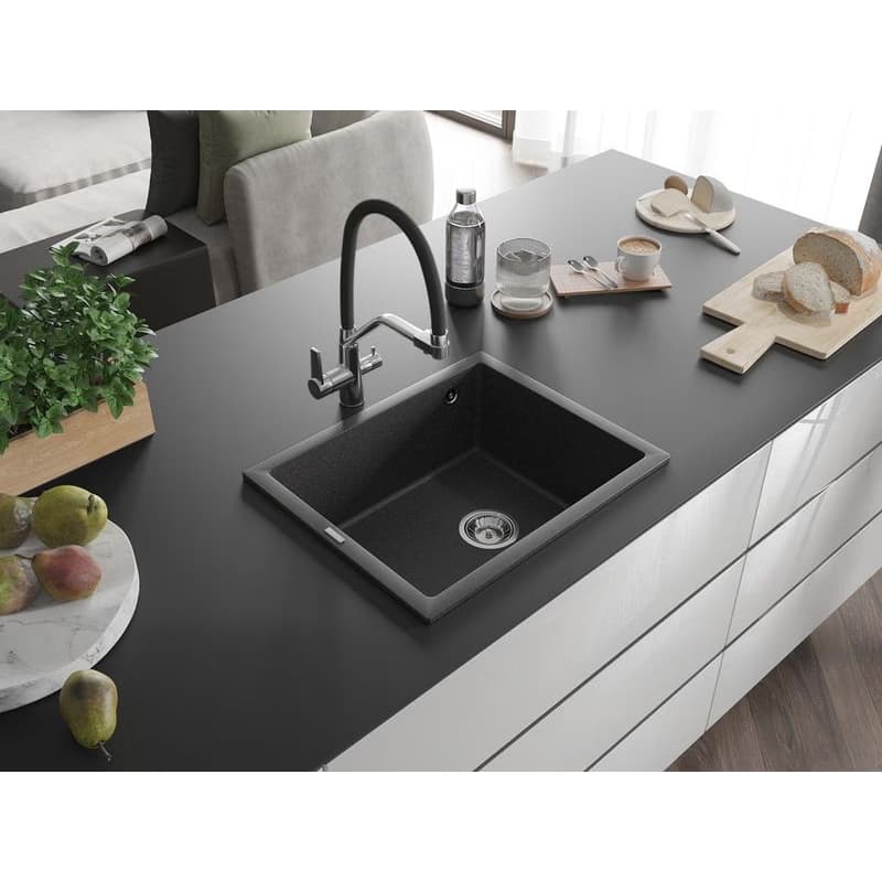 MEXEN MEXEN - Pedro granitový drez 1-miska 560x460 mm, čierna škvrnité 6508561000-76 2