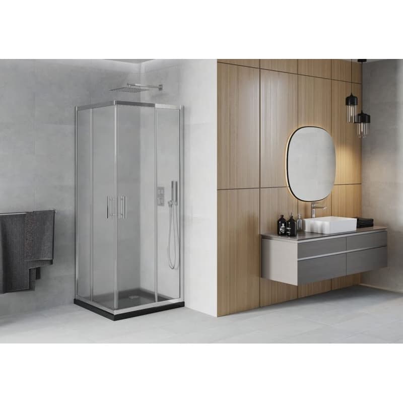 MEXEN/S - Rio sprchovací kút 70x70, dekor, chróm + vanička so sifónom 860-070-070-01-30-4070 2