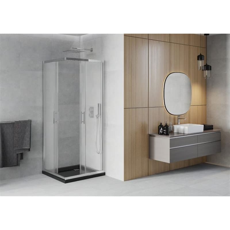 MEXEN/S - Rio sprchovací kút 70x70, dekor, chróm + vanička so sifónom 860-070-070-01-30-4070 3