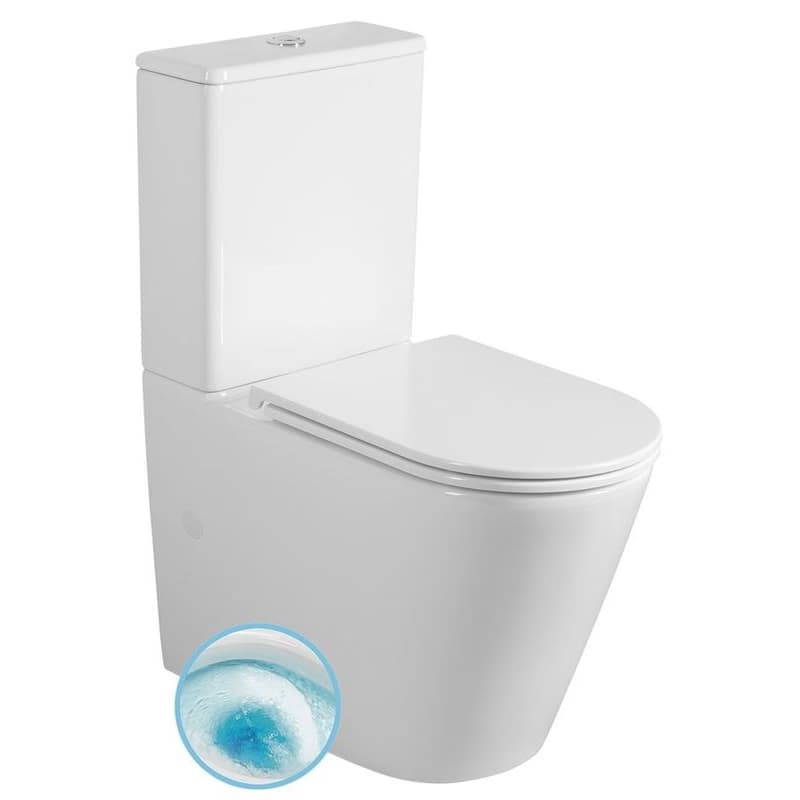 SAPHO - AVIS WC kombi, Vortex Rimless, spodný/zadný odpad, biela PC106V
