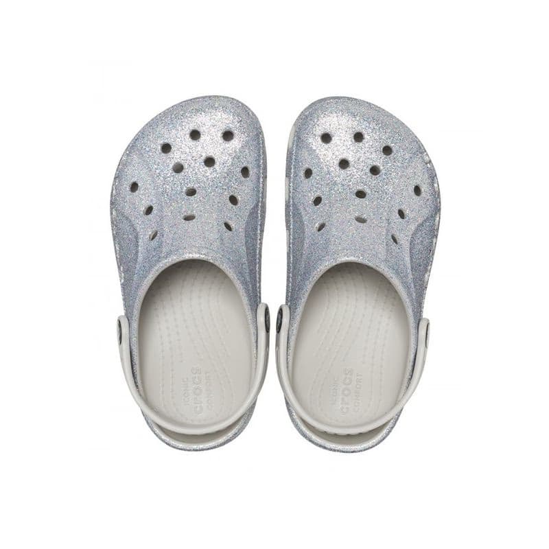Dievčenské kroksy (rekreačná obuv) CROCS Baya Glitter Clog T silver 4