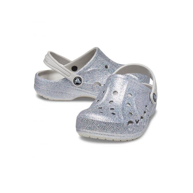 Dievčenské kroksy (rekreačná obuv) CROCS Baya Glitter Clog T silver 5