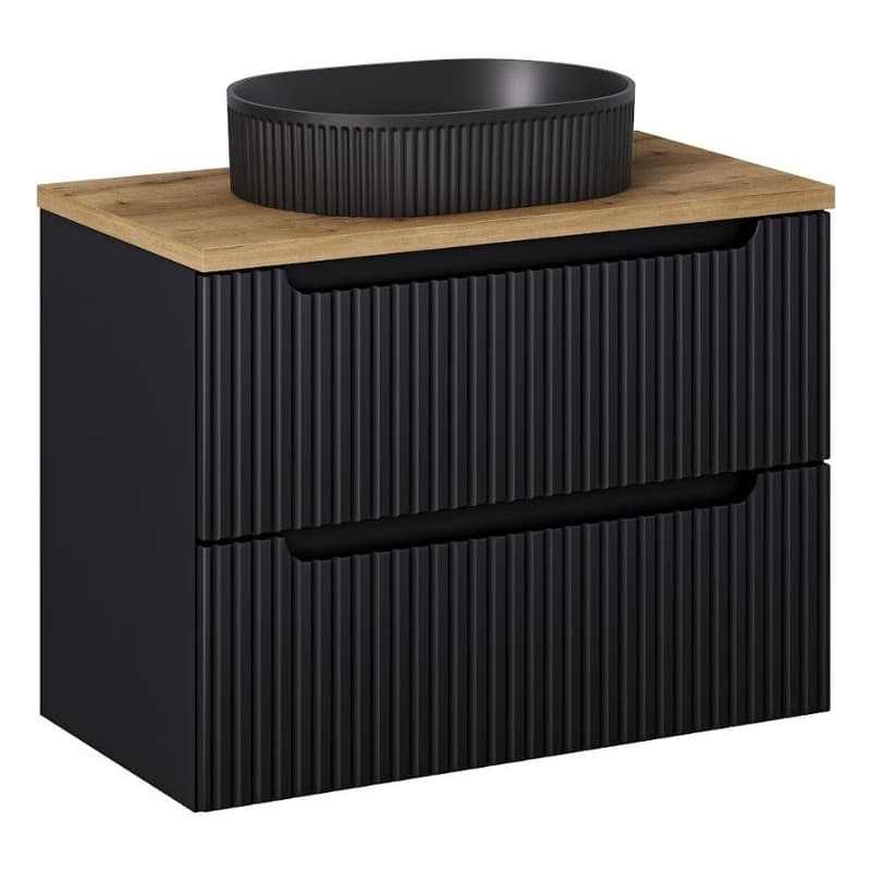 ArtCom Kúpeľňová skrinka s umývadlom a doskou NOVA Black DU80/1 | 80 cm