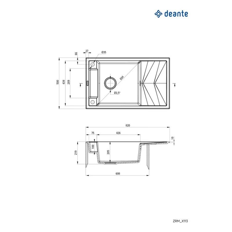 DEANTE DEANTE - Magnetic alabaster - Magnetic Granitový drez s odkvapkávačom ZRM_A113 3