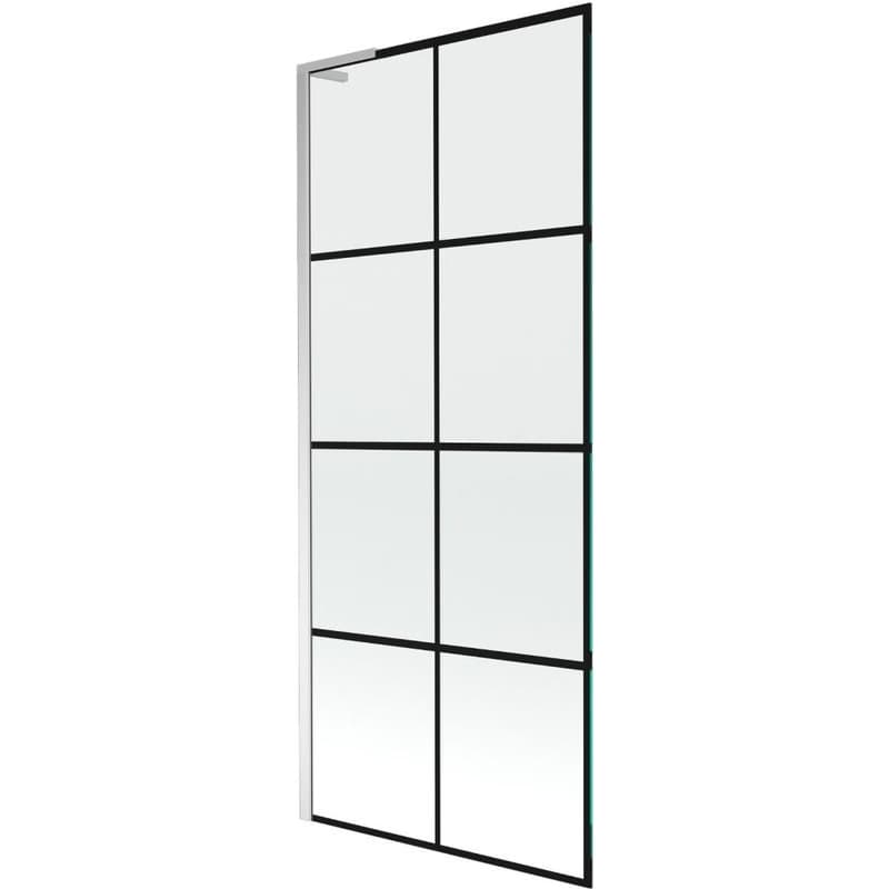MEXEN/S - Next L vaňová zástena FIX 80 x 150, čierna vzor, chróm 895-080-000-03-77-01