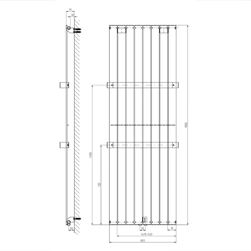 SAPHO - COLONNA vykurovacie teleso 602x1800, metalická strieborná IR146 4