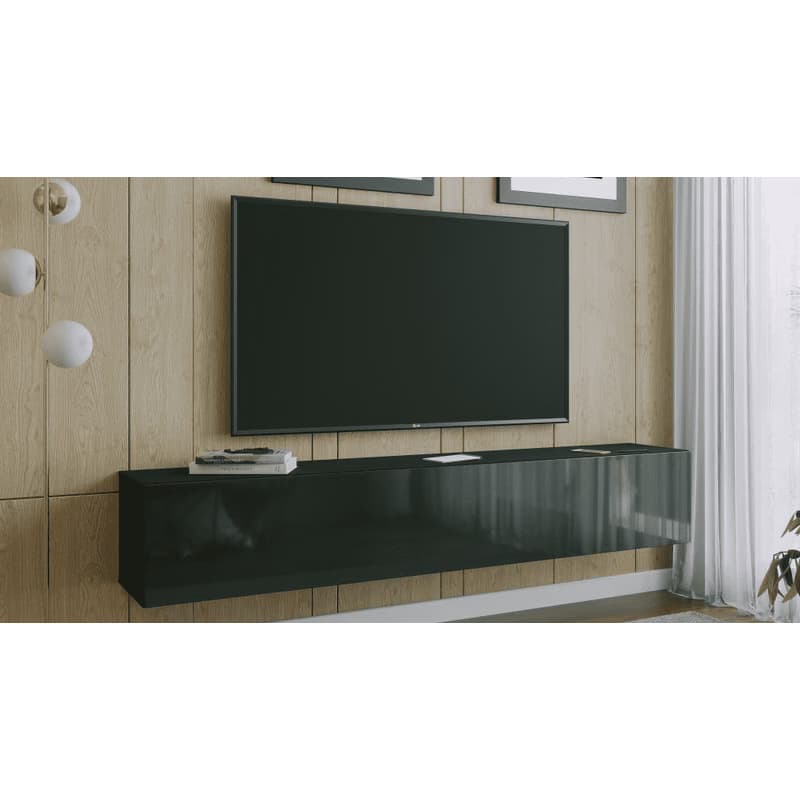 ArtExt Závesný TV stolík JOY | 200 cm Farba: Biely lesk (drážky) 5
