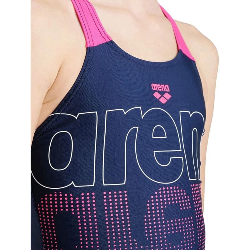 Dievčenské plavecké jednodielne plavky ARENA SWIMSUIT V BACK GRAPHIC Blue 2
