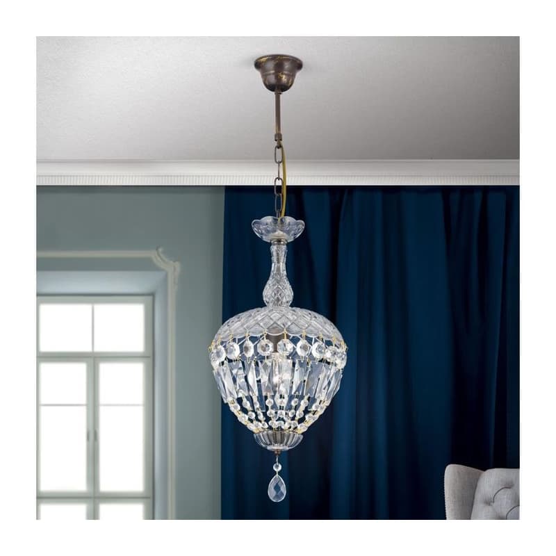 Orion HL 6-1498/1 - Krištáľový luster na reťazi ARILA 1xE27/60W/230V hnedá/patina HL 6-1498/1 Antik/Kristall