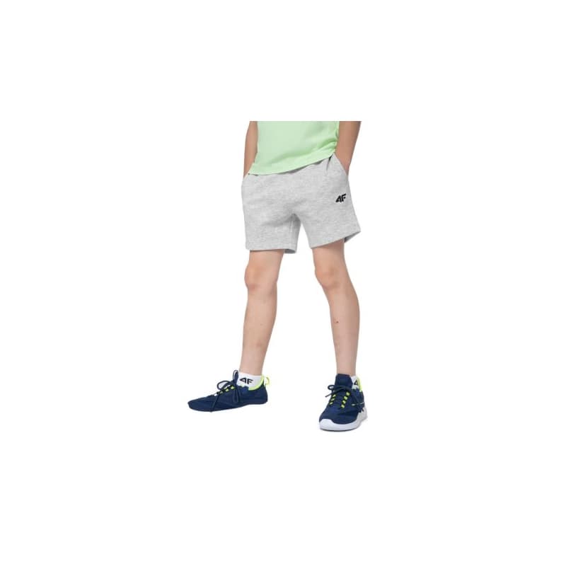 Chlapčenské teplákové kraťasy 4F JUNIOR SHORTS CAS M048-27M-COLD LIGHT GREY MELANGE