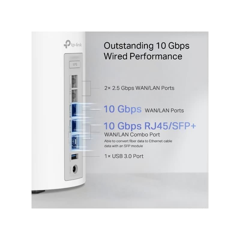 TP-Link Deco BE85(1-pack) BE19000 Trojpásmový systém Mesh WiFi 7, 1x 10GLAN, 2x 2.5GLAN, 1x 10GLAN/SFP+, USB, 2,4/5/6GHz, HomeShiel 6