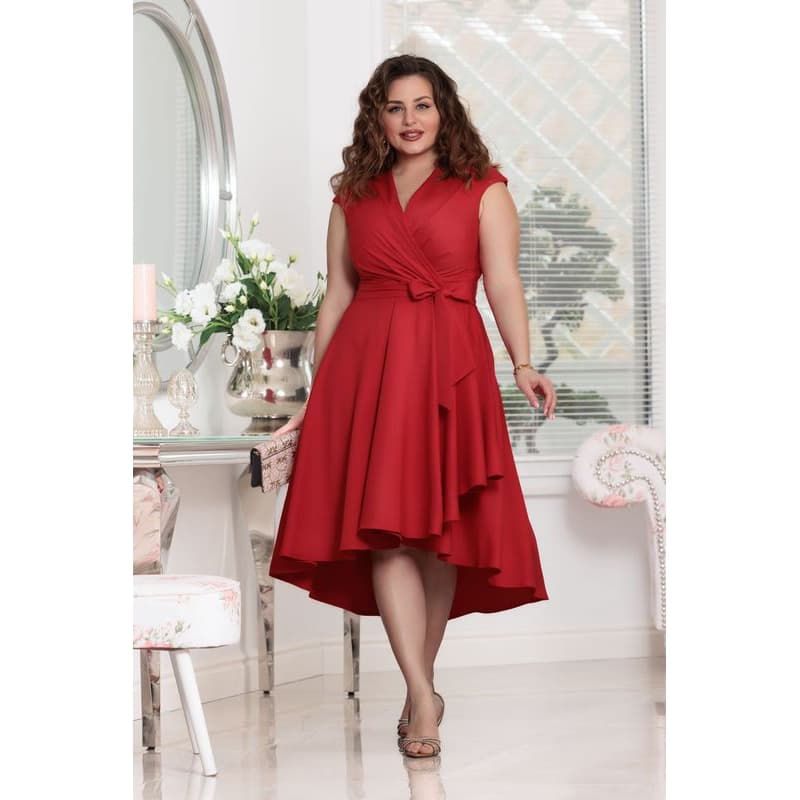 Elizabeth Collection Červené midi šaty s áčkovou sukňou Veľkosť: XL