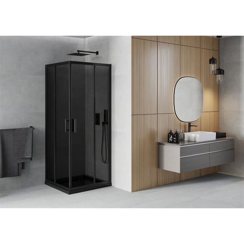 MEXEN/S - Rio sprchovací kút 80x80, grafit, čierna + vanička so sifónom 860-080-080-70-40-4070B 2
