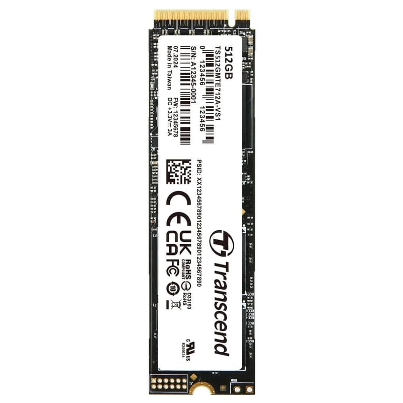 TRANSCEND MTE712A-VS1 512GB Industrial SSD disk M.2 2280, PCIe Gen4x4, M-Key, 3D TLC BiCS5, PE: 3K, extended temp, TCG