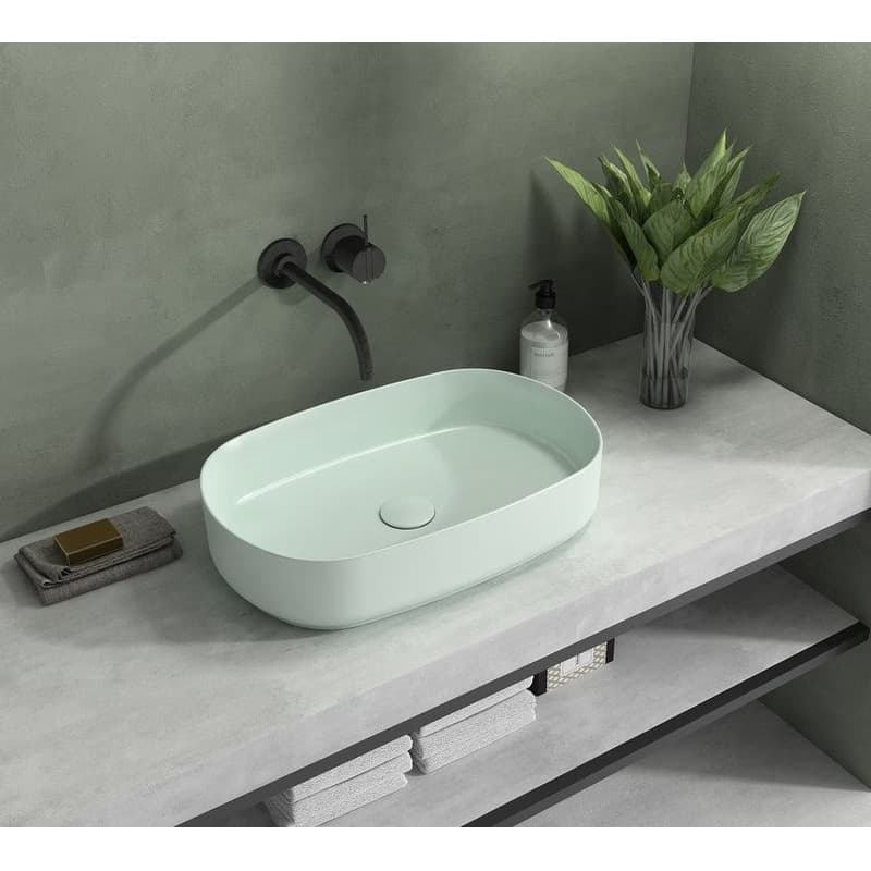 ISVEA - INFINITY OVAL keramické umývadlo na dosku, 55x36cm, zelena mint 10NF65055-2T 4