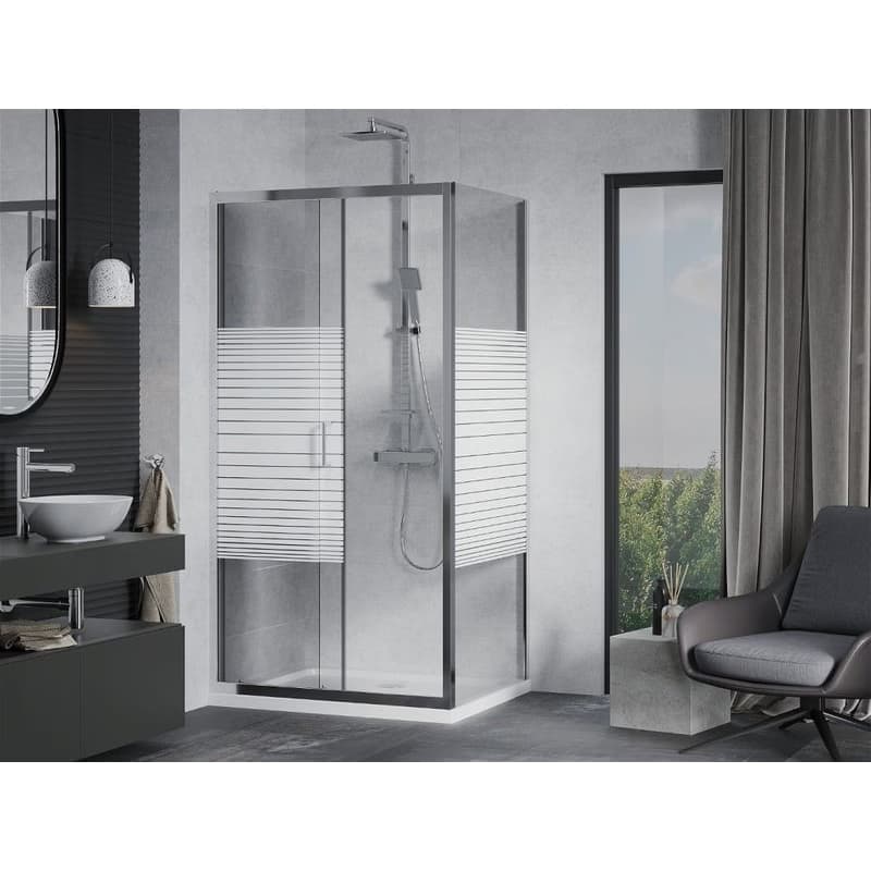 MEXEN/S - Apia Sprchovací kút 120 x 80, transparent/dekor, chróm + vanička so sifónom 840-120-080-01-20-4010 3