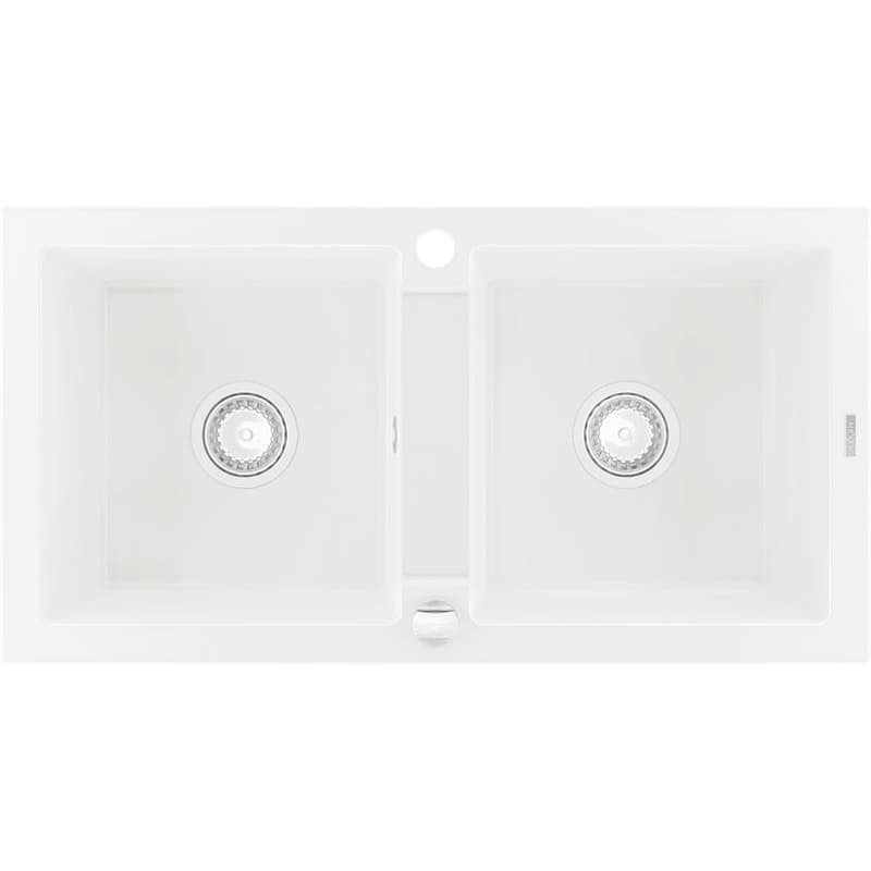 MEXEN MEXEN - Mario granitový drez dve mísy 820x436 mm, biela 6504822000-20