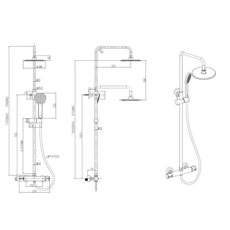 OLSEN SPA - Termostatický nástenný set NAUPLIOS 250 BAPG2111A2 2