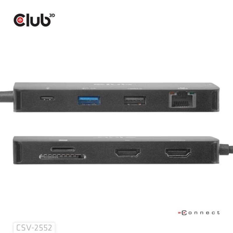 Club3D Dokovacia stanica USB-C 9v1, 2xHDMI, 1xUSB-C, 1xUSB-C PD, 2xUSB, 1xRJ45, microSD/SD, čierna 6