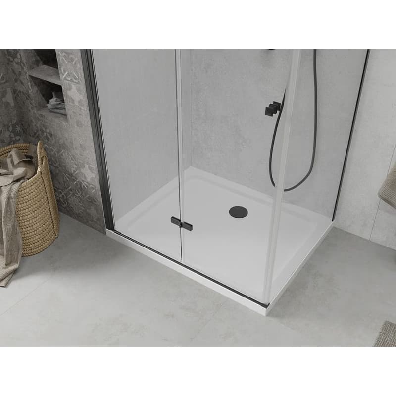 MEXEN/S - Lima sprchovací kút 90x100, transparent, čierna + biela vanička so sifónom 856-090-100-70-00-4010B 5
