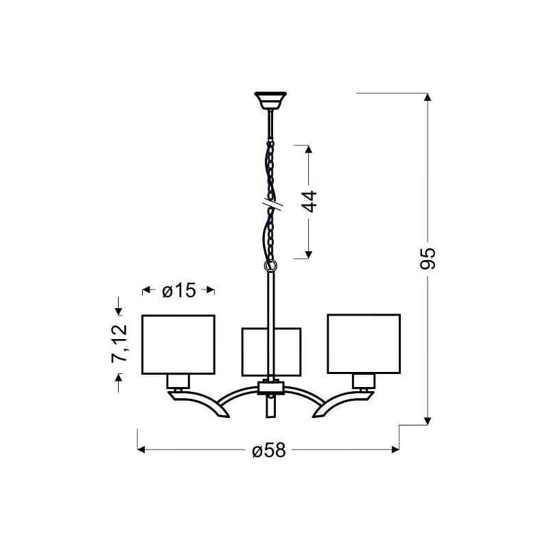 Závesná lampa chróm + krémové tienidlo 3x60W luster Draga 3