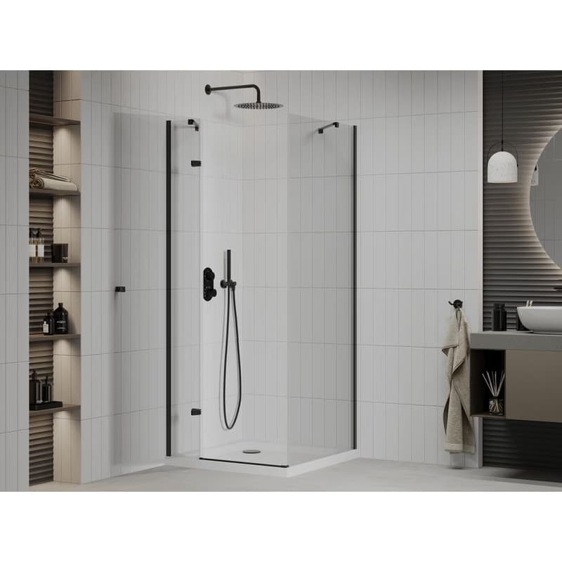 MEXEN/S - Roma sprchovací kút 70x70, transparent, čierna + biela vanička so sifónom 854-070-070-70-00-4010B 3
