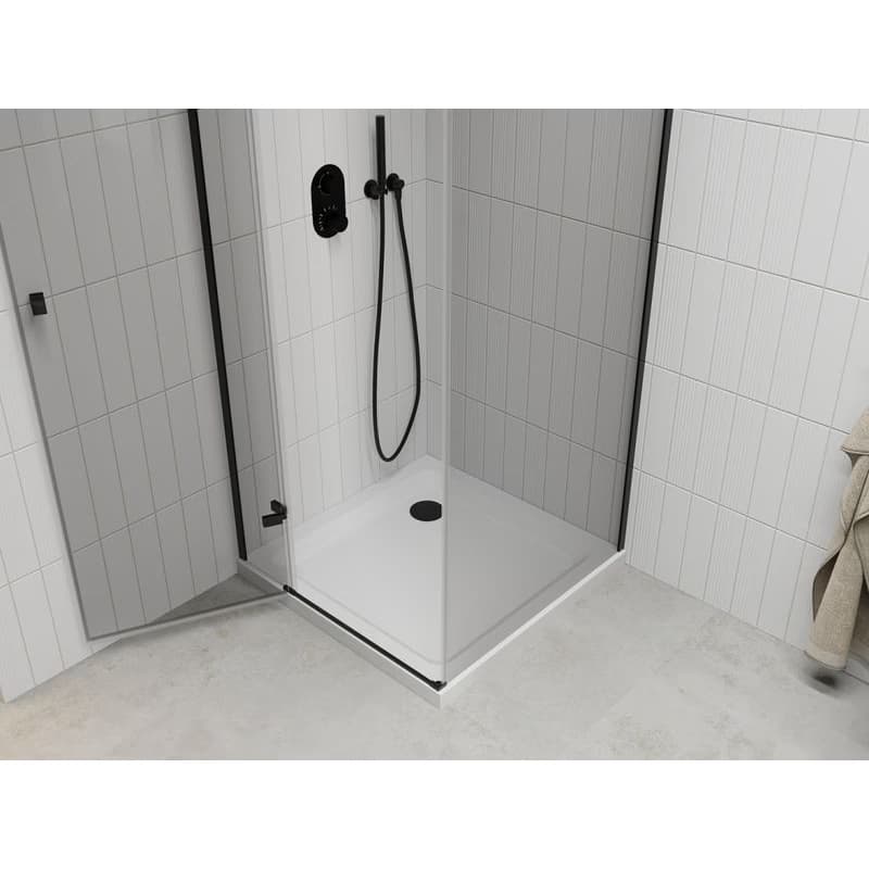 MEXEN/S - Roma sprchovací kút 70x70, transparent, čierna + biela vanička so sifónom 854-070-070-70-00-4010B 5