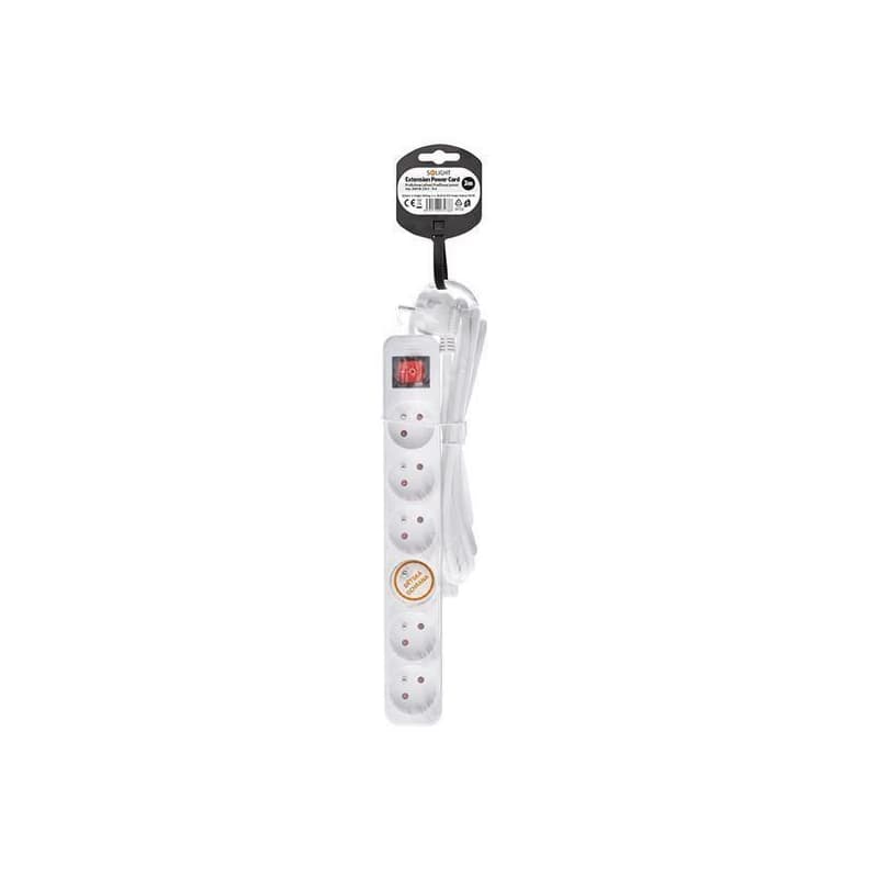 Solight predlžovací prívod 3m, 6 zásuviek, vypínač, 16A/3680W, PVC, biely 4