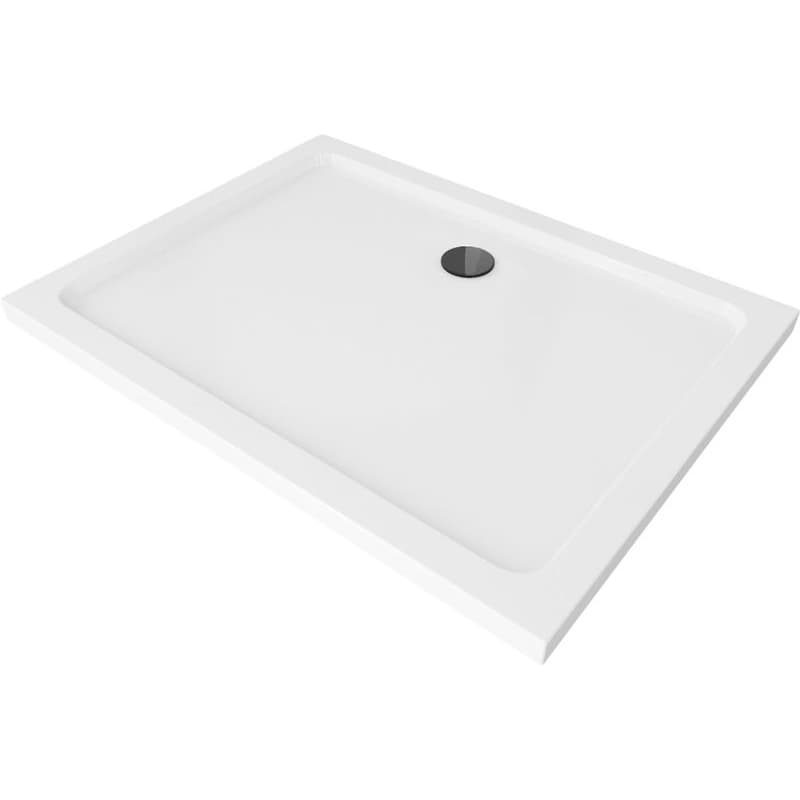 MEXEN/S - Flat sprchová vanička obdĺžniková slim 90 x 80, biela + čierny sifón 40108090B