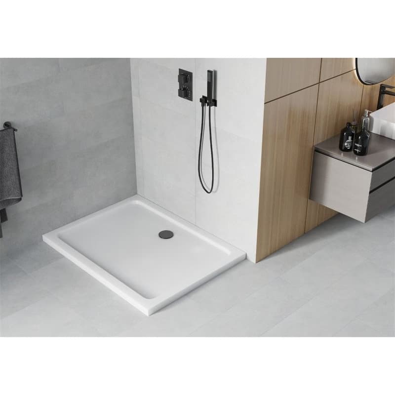 MEXEN/S - Flat sprchová vanička obdĺžniková slim 90 x 80, biela + čierny sifón 40108090B 3