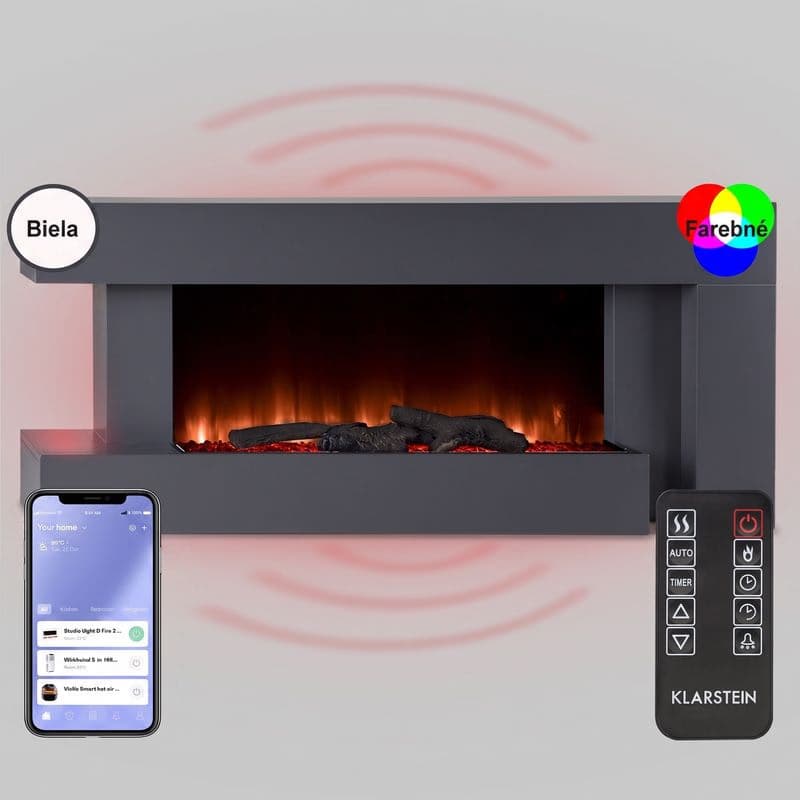 Klarstein Studio Light & Fire 2 Smart, krb, 1000/2000 W, MDF, WiFi Control