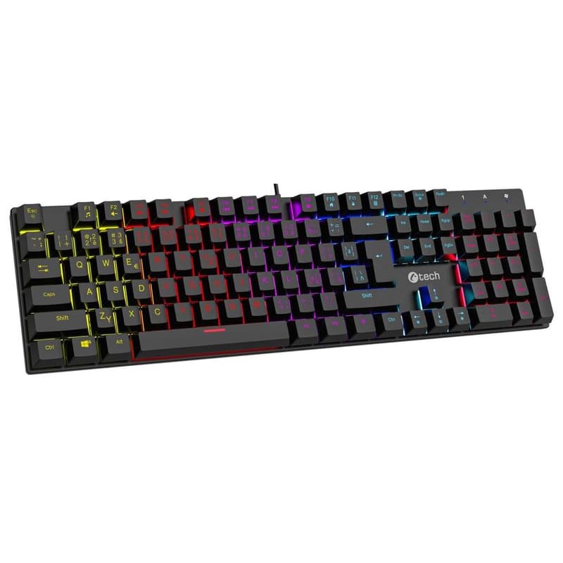 C-TECH mechanická klávesnica Morpheus, casual gaming, CZ/SK, červené spínače, RGB podsvietenie, USB