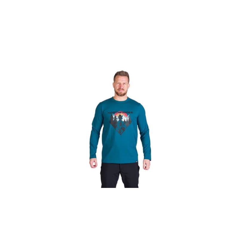 Pánske turistické tričko s dlhým rukávom NORTHFINDER CLAIR-526inkblue