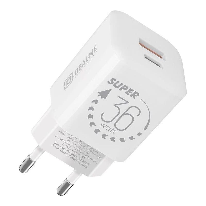 OBAL:ME GaN Cestovná Nabíjačka USB-A + USB-C 36W White