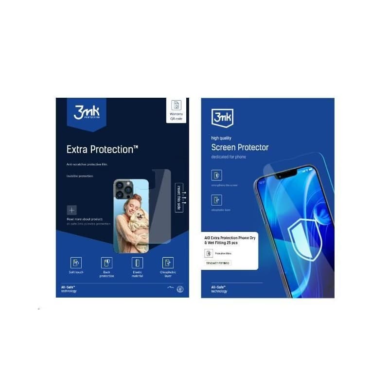 3mk All-Safe - AIO fólia Extra Protection Phone Dry & Wet Fitting, 25 ks