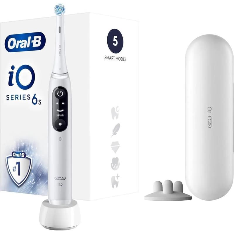 Oral-B iO Series 6 elektrická zubná kefka, 5 režimov, časovač, tlakový senzor, mobilné aplikácie, biela
