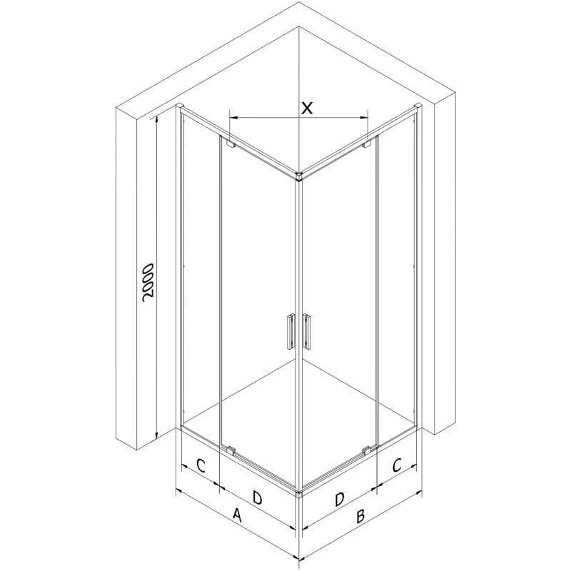MEXEN - Exo štvorcový krídlový sprchovací kút 100 x 100, transparent, zlato 8110-100-100-50-00 2
