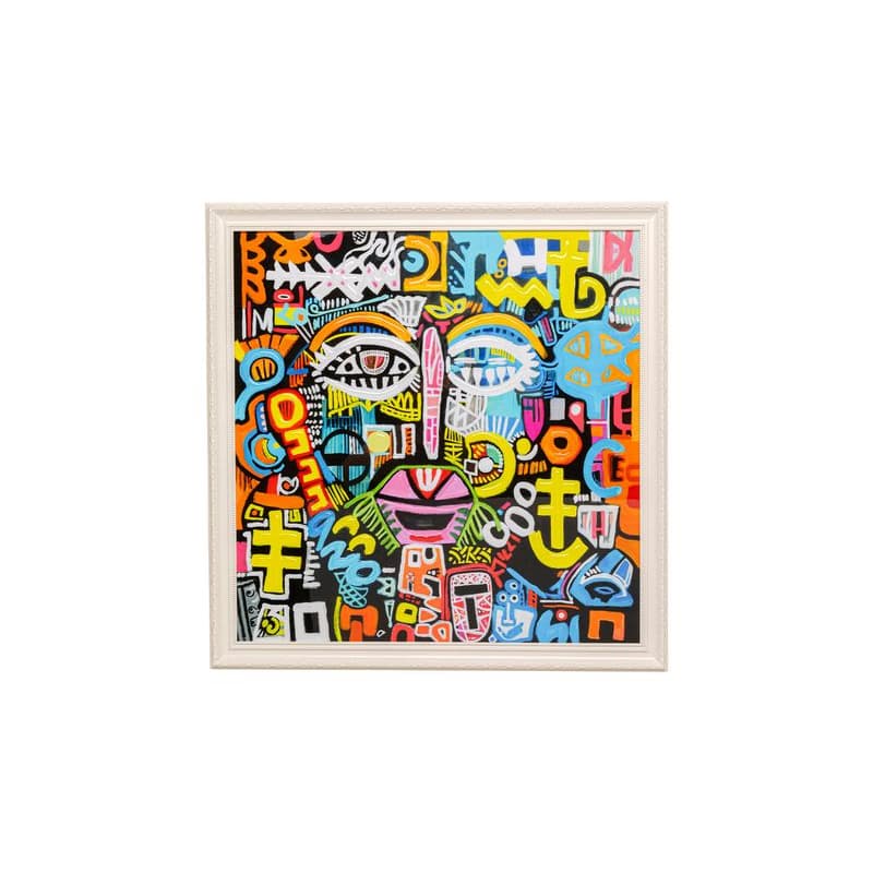 Doodle Face zarámovaný obraz 80x80 cm