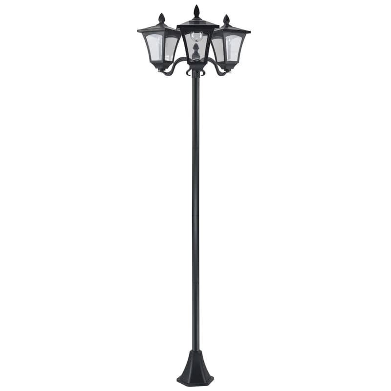 OUTSUNNY Solárna záhradná lampa s tromi svetlami 52 x 47 x 183 cm čierna