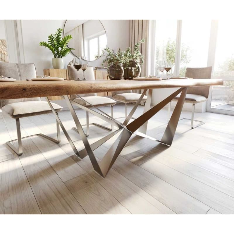 Jedálenský stôl Edge 280x100 XL akácia prírodná Spider plochá oceľ 5