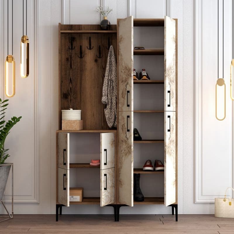 Predsieňová stena Berlin BA - Walnut, White Marble 5