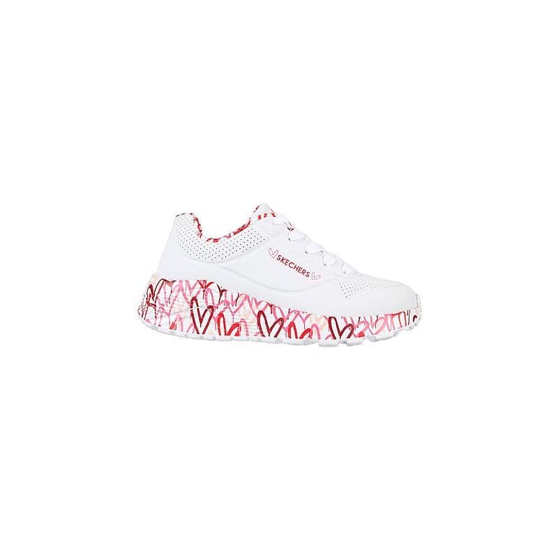 Dievčenská rekreačná obuv SKECHERS Uno Lite Lovely Luv white red 2