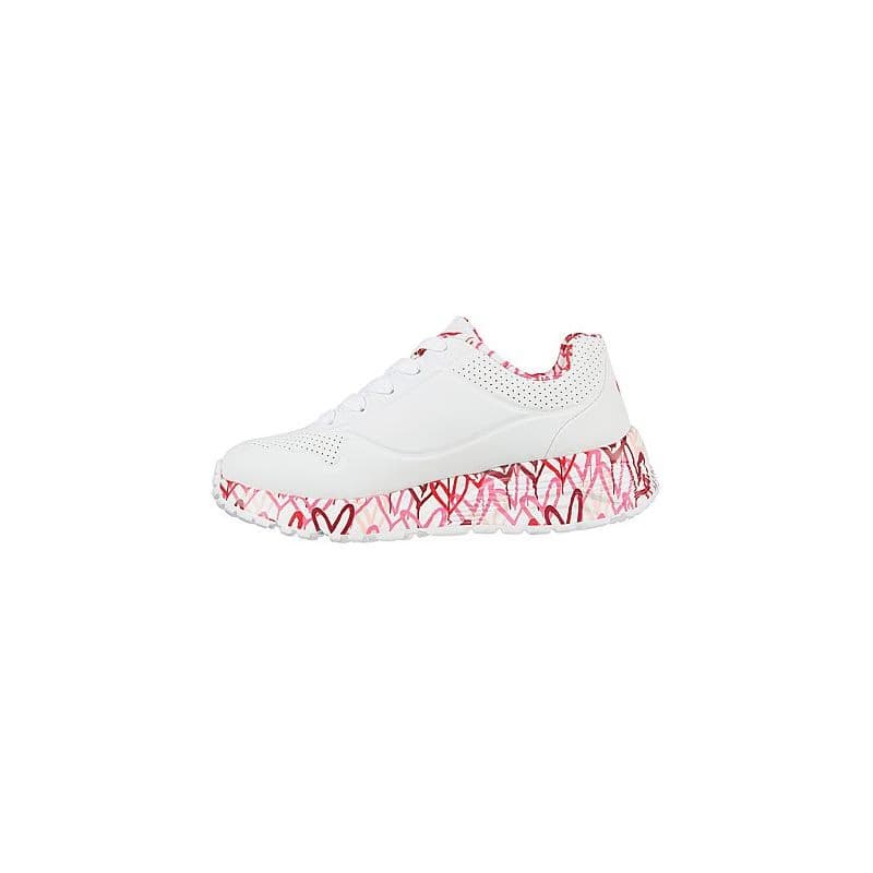 Dievčenská rekreačná obuv SKECHERS Uno Lite Lovely Luv white red 3